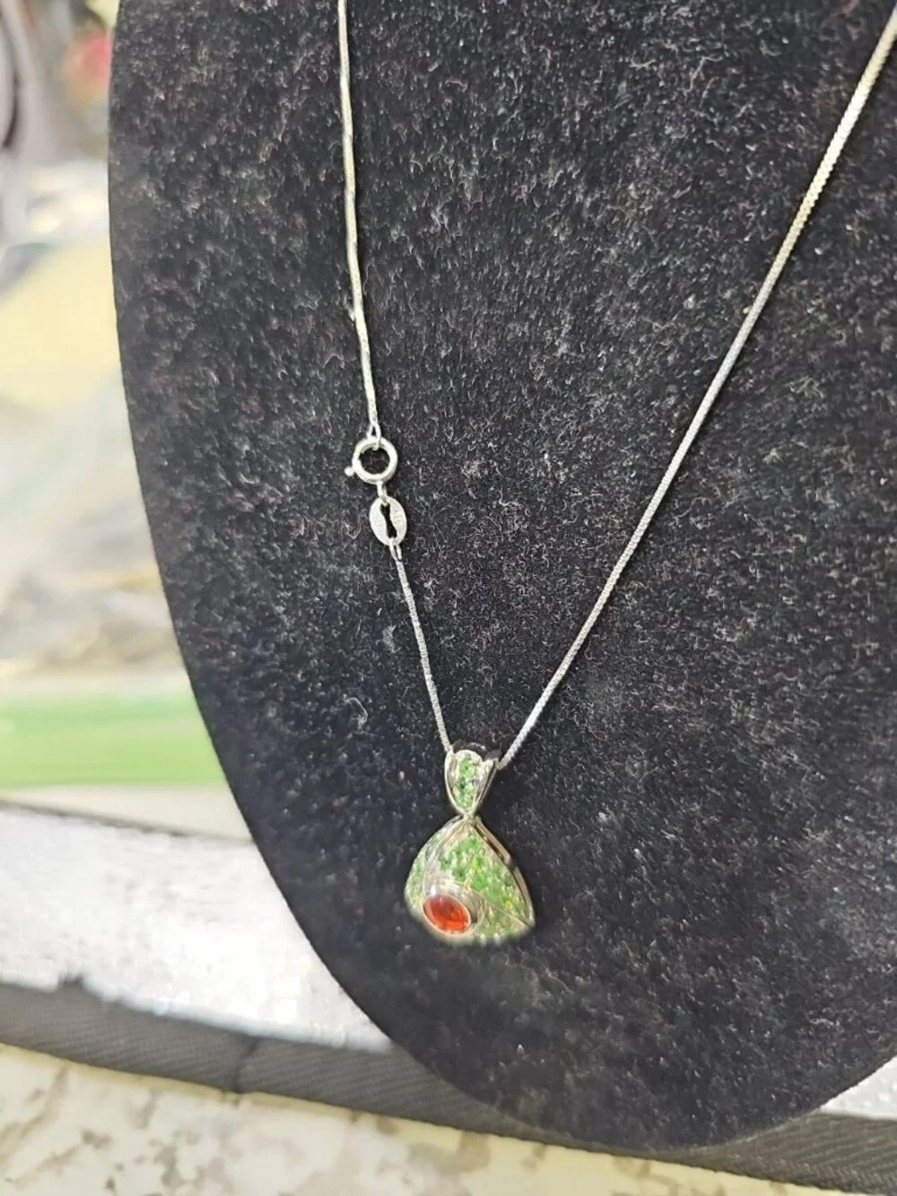 Necklace  .925 Sterling Silver Box  Link Spring Ring Clasp 16 Inches   Pendant